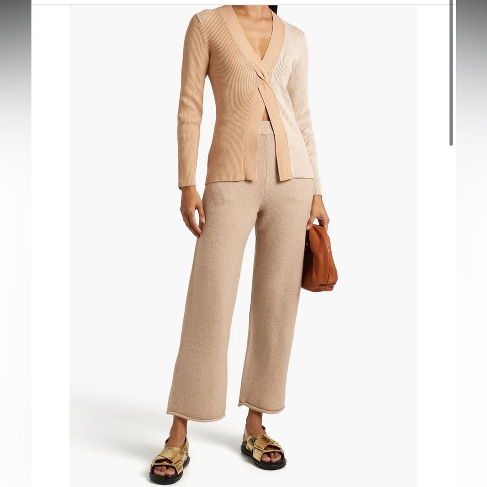NAADAM Tan Brown Twisted two-tone ribbed cashmere-blend sweater